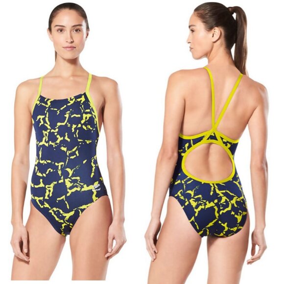 Speedo Wrack It Up Flyback One Piece Black Yellow 30 4 - Picture 1 of 4